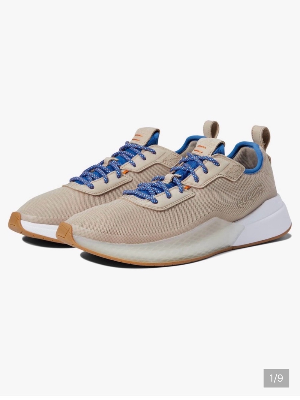 Columbia Men’s Beige Sneakers with Blue Laces